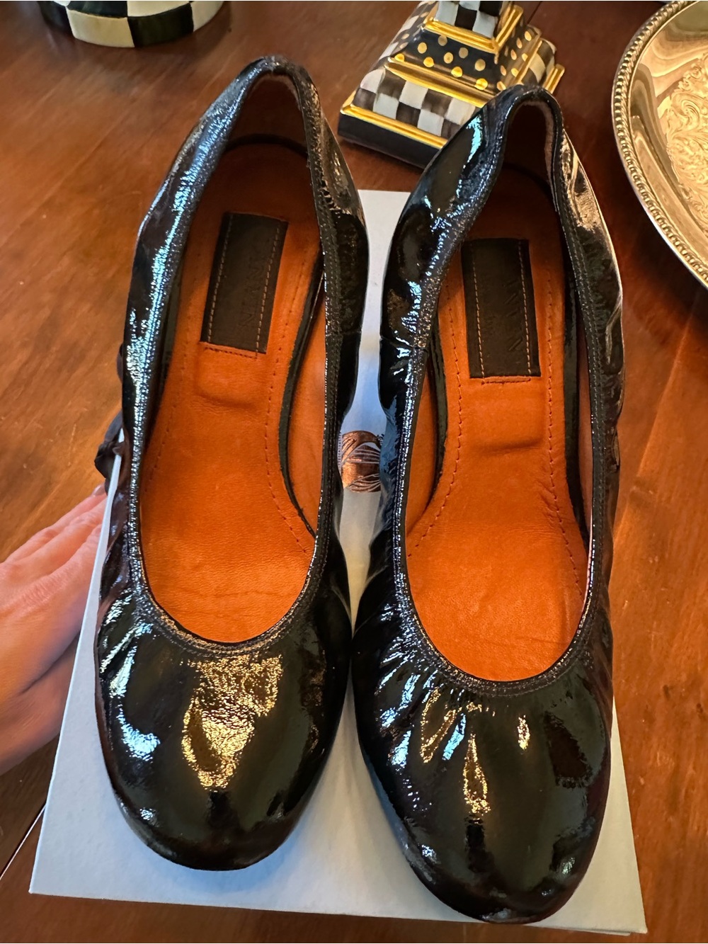 Lanvin Black Patent Leather Women's Ballet Heel